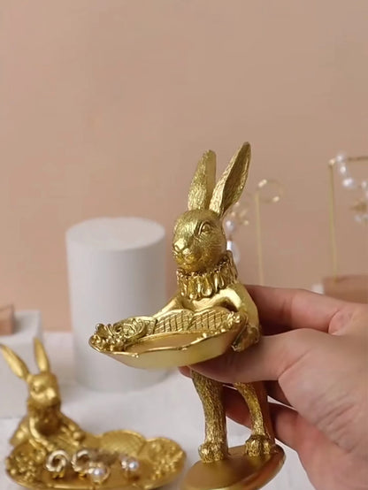Gold Rabbit Trinket Dish - Floral Fawna