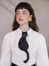 Embroidered Black Cat Tie - Floral Fawna