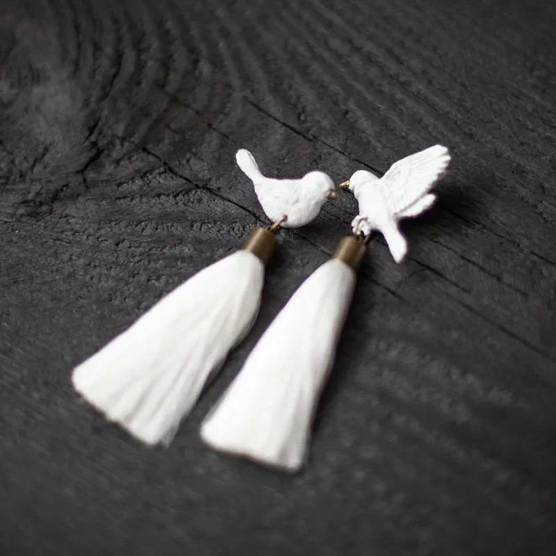 Dove Tassel Earrings - Floral Fawna