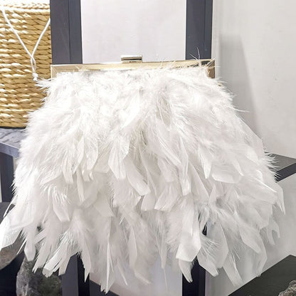 Gatsby Feather &amp; Pearl Evening Bag - Floral Fawna