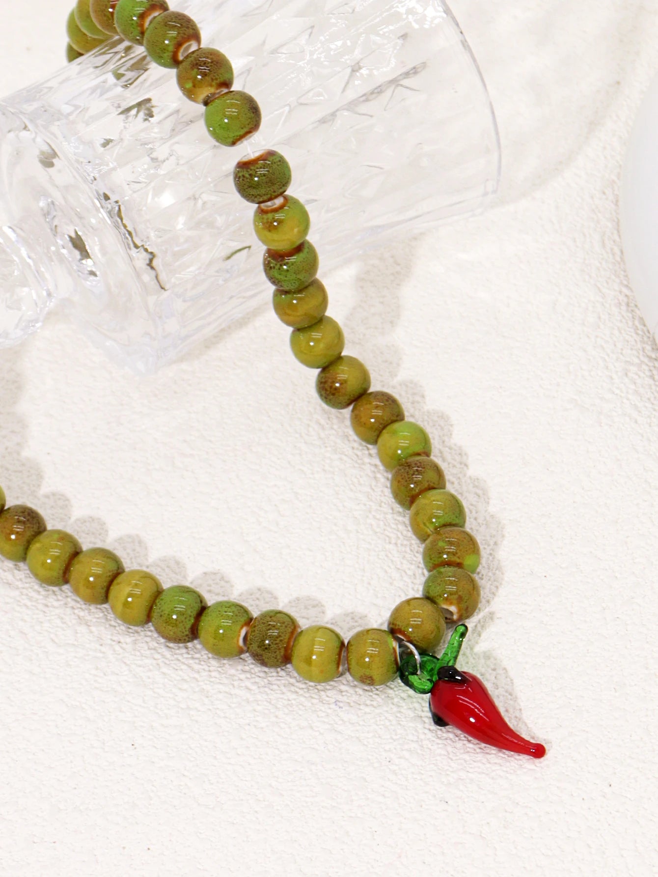 Glass Pendant Beaded Necklace - Floral Fawna