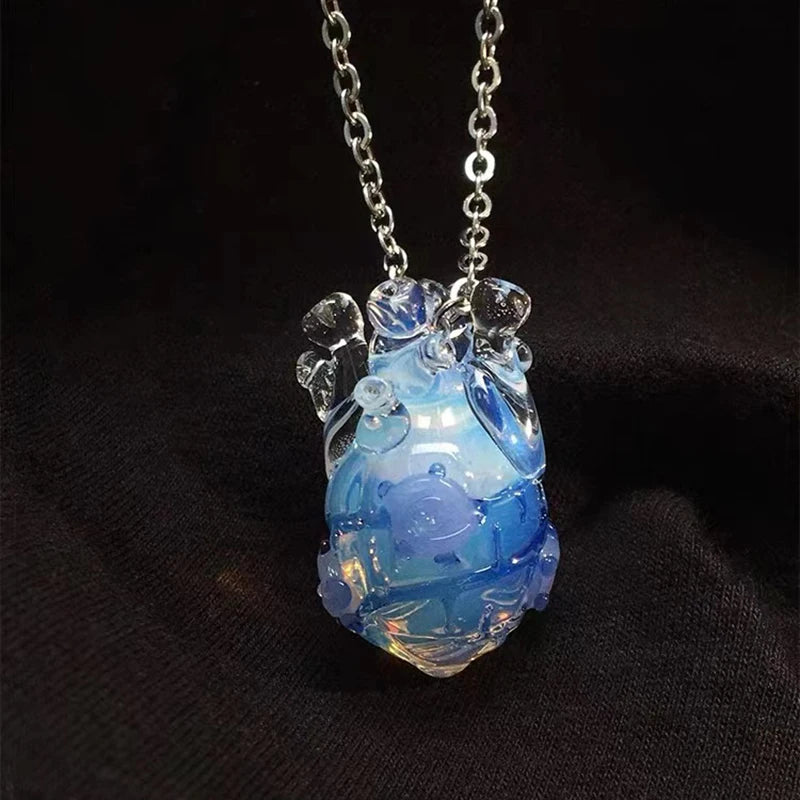 Glass Anatomical Heart Necklace - Floral Fawna