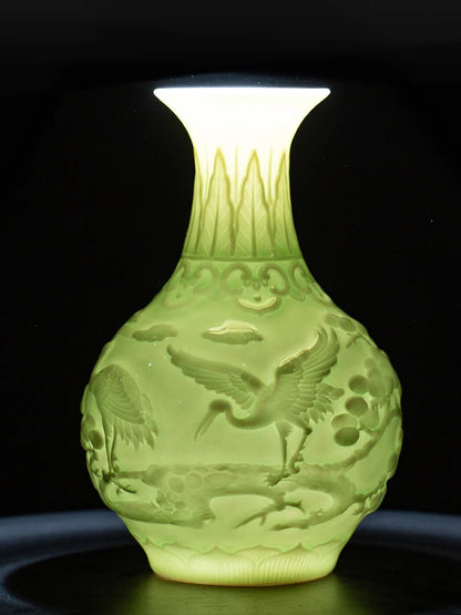 Ceramic Patterned Green Vase - Floral Fawna