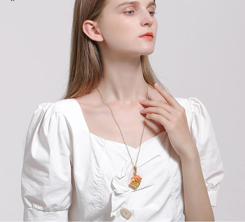 Rabbit &amp; Mushroom House Necklace - Floral Fawna