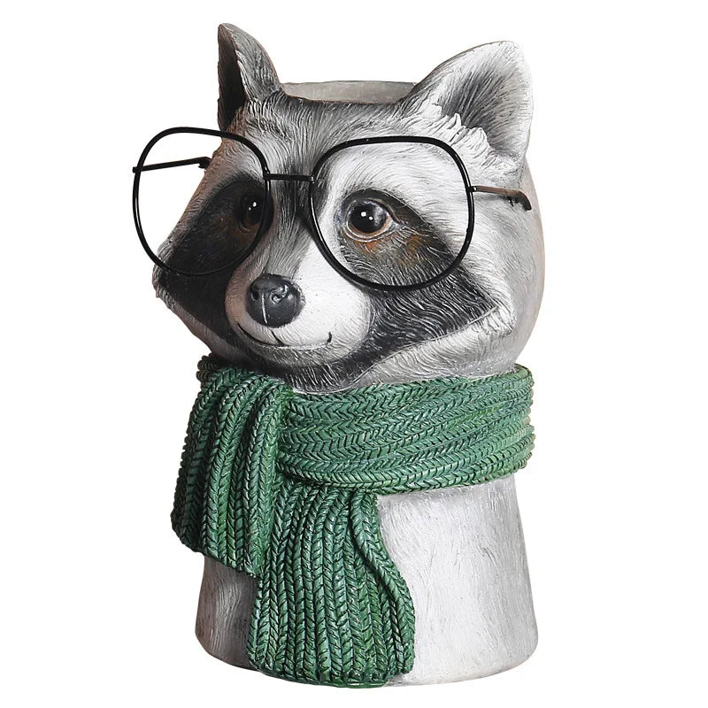 Animal Wearing Glasses Plant Pot - Floral Fawna