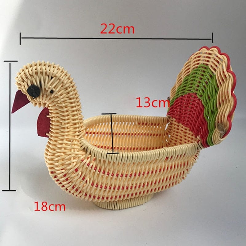 Rattan Animal Fruit Basket - Floral Fawna