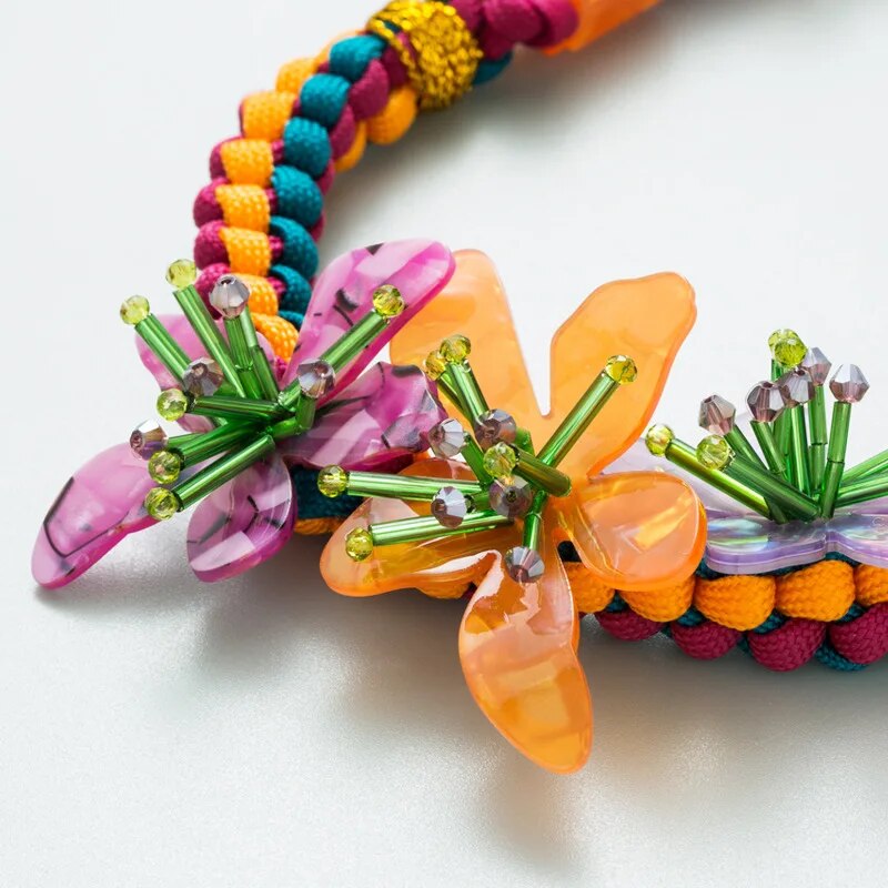 Vibrant Boho Floral Necklace - Floral Fawna