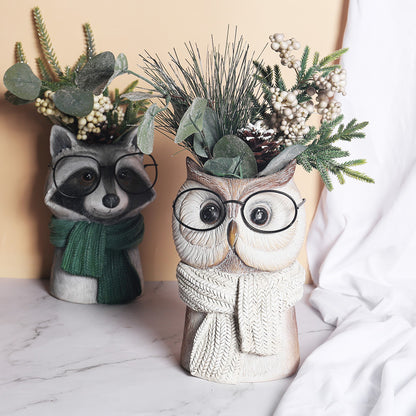 Animal Wearing Glasses Plant Pot - Floral Fawna