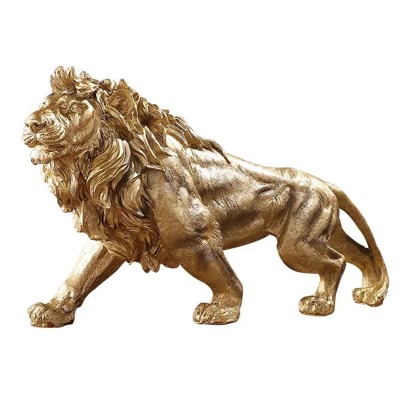 Gold Resin Lion Ornament - Floral Fawna