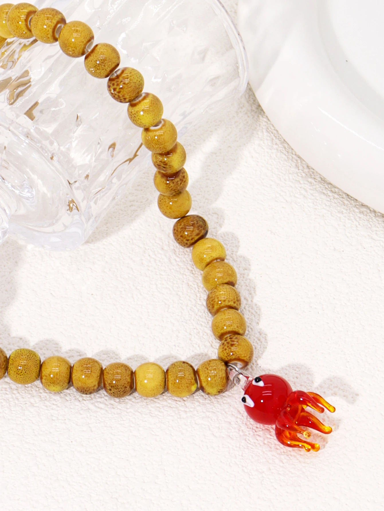 Glass Pendant Beaded Necklace - Floral Fawna