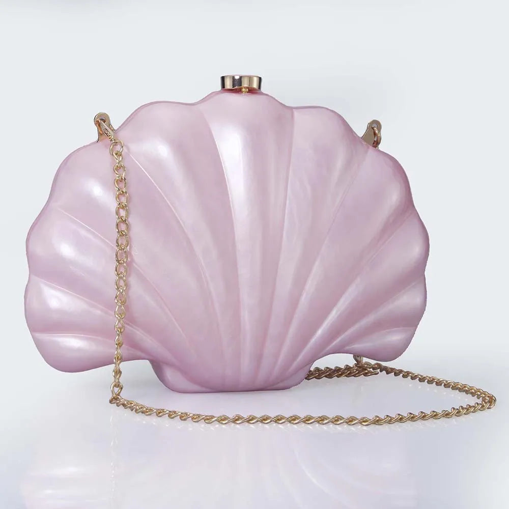 Acrylic Shell Clutch Bag - Floral Fawna