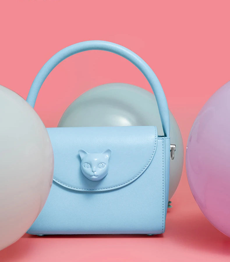 Leather Cat Face Handbag - Floral Fawna