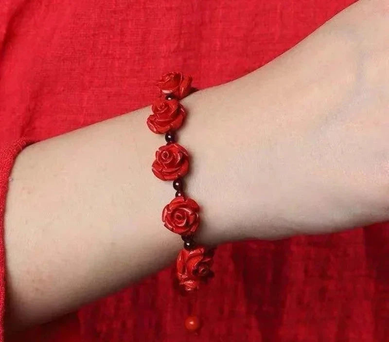 Red Rose Beaded Bracelet