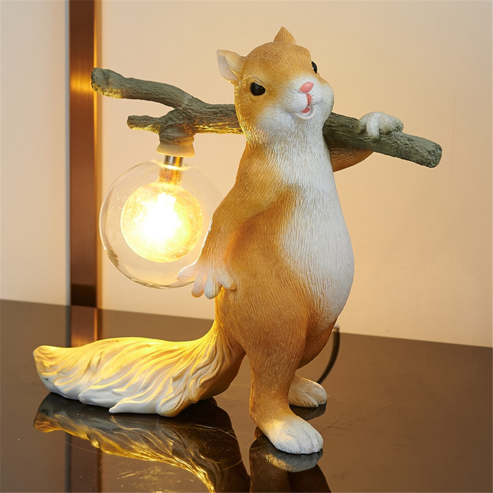 Squirrel Carrying Log Night Light - Floral Fawna