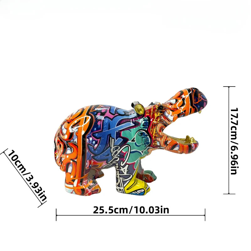 Abstract Hippo Sculpture - Floral Fawna