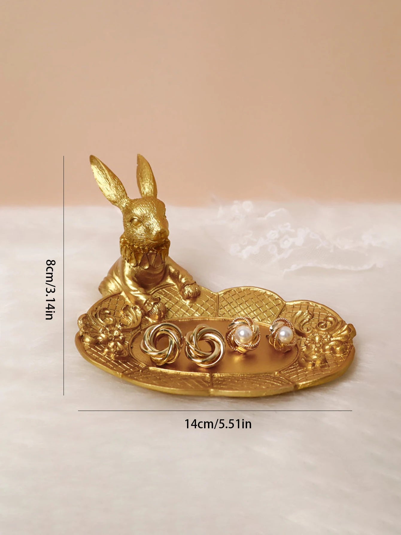 Gold Rabbit Trinket Dish - Floral Fawna