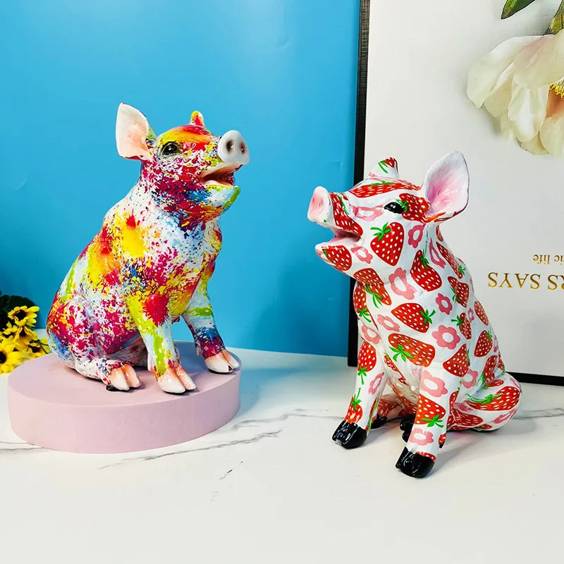 Abstract Pig Sculpture - Floral Fawna