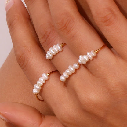 Natural Freshwater Pearl Ring - Floral Fawna