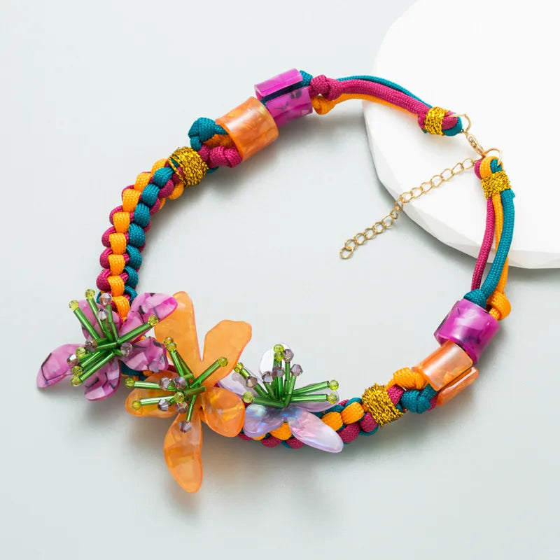 Vibrant Boho Floral Necklace - Floral Fawna