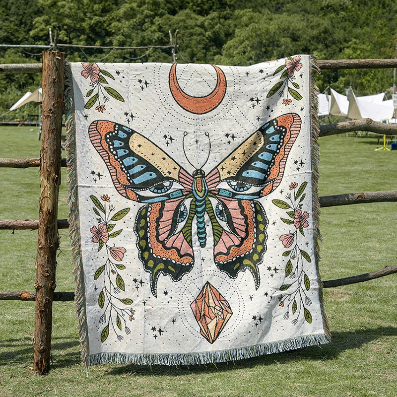 Enchanted Butterfly Tapestry Throw - Floral Fawna