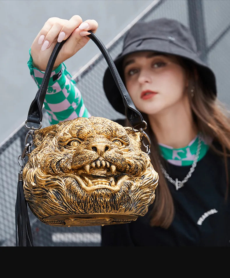 3D Tiger Head Bag - Floral Fawna