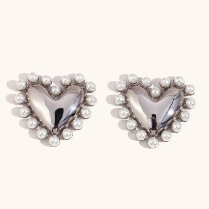 Heart &amp; Pearl Earrings - Floral Fawna