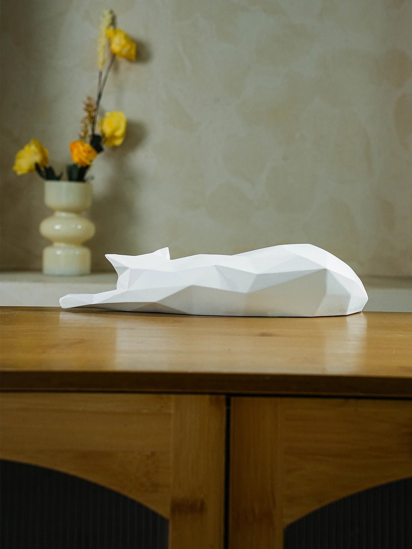 Geometric Cat Sculpture - Floral Fawna