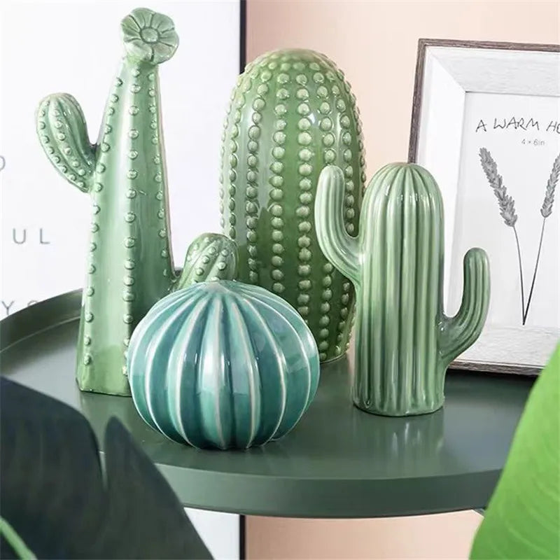 Ceramic Cactus Sculptures - Floral Fawna