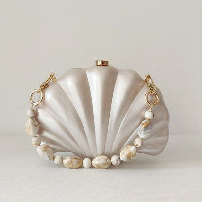 Acrylic Shell Clutch Bag - Floral Fawna