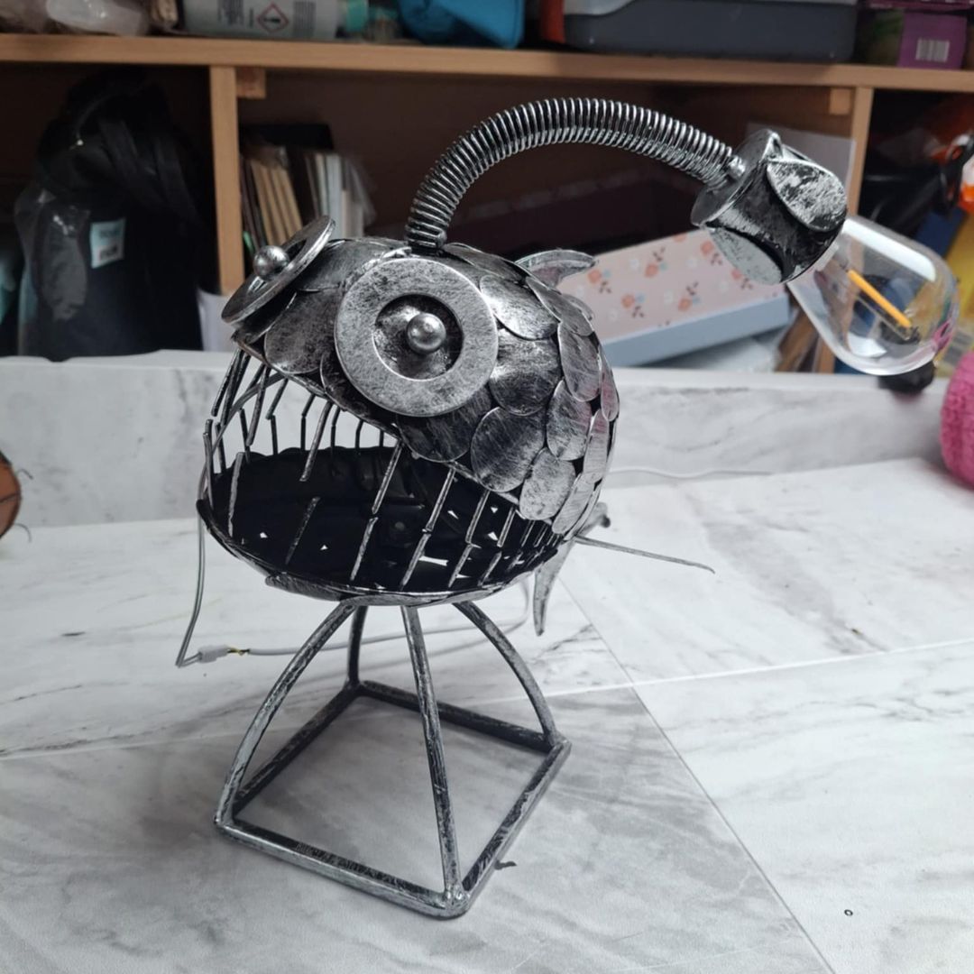 Iron Angler Fish Table Lamp - Floral Fawna