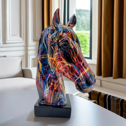 Abstract Horse Head Sculpture - Floral Fawna