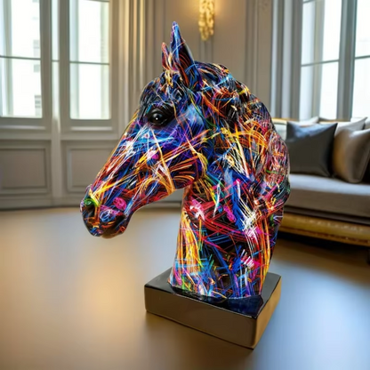 Abstract Horse Head Sculpture - Floral Fawna