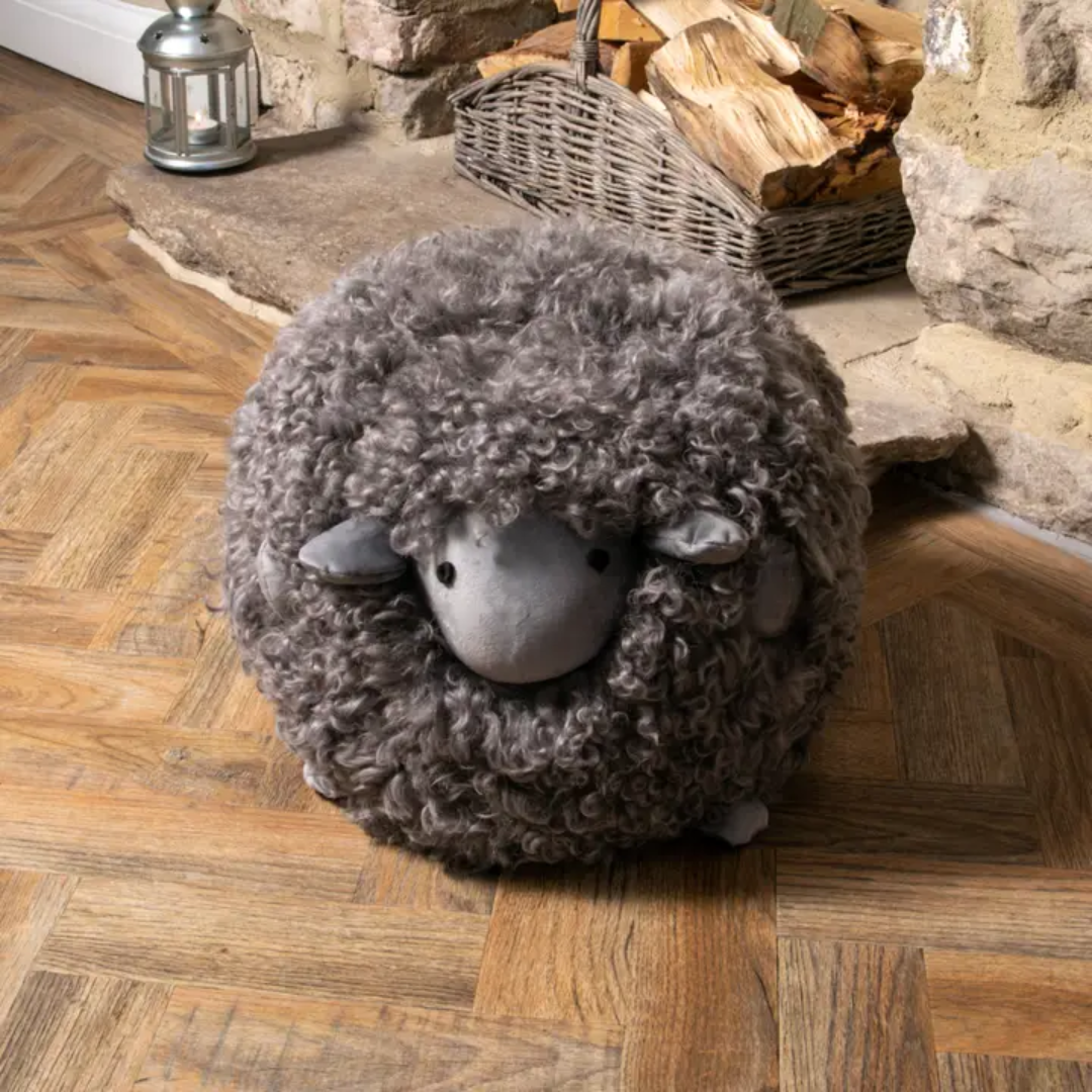 Shearling Lamb Stool - Floral Fawna