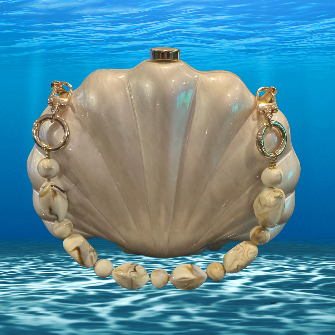 Acrylic Shell Clutch Bag - Floral Fawna