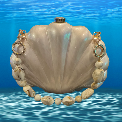 Acrylic Shell Clutch Bag - Floral Fawna