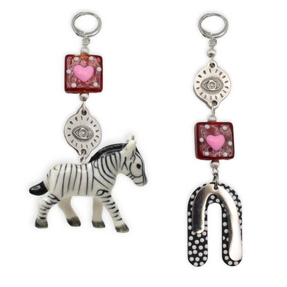 Abstract Zebra Dangle Earrings - Floral Fawna
