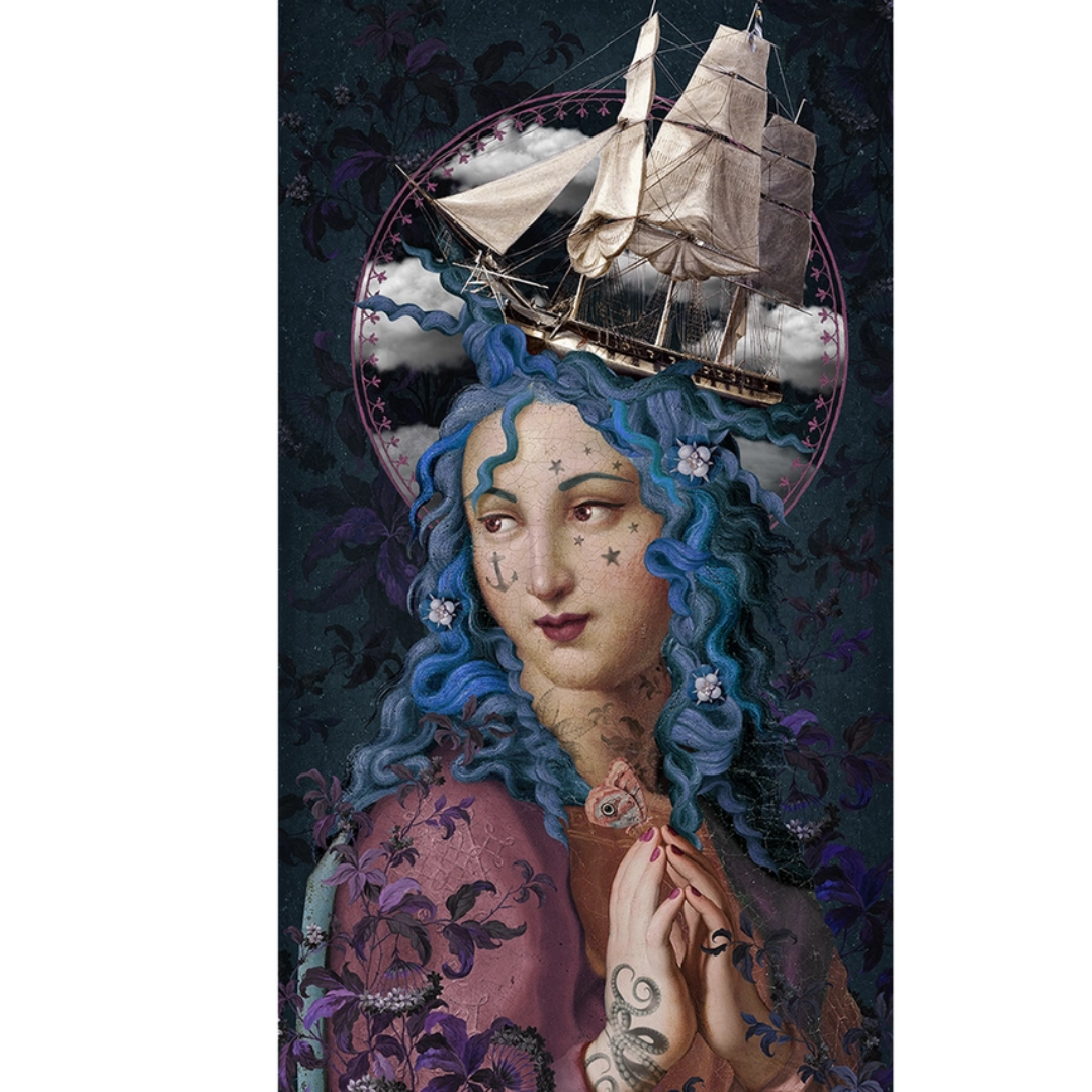 Velvet Amphitrite Goddess Wall Hanging - Floral Fawna