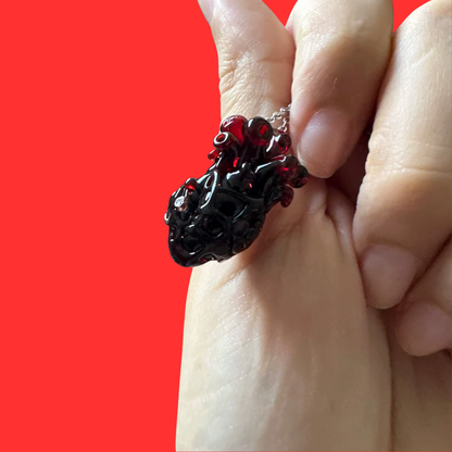 Glass Anatomical Heart Necklace - Floral Fawna