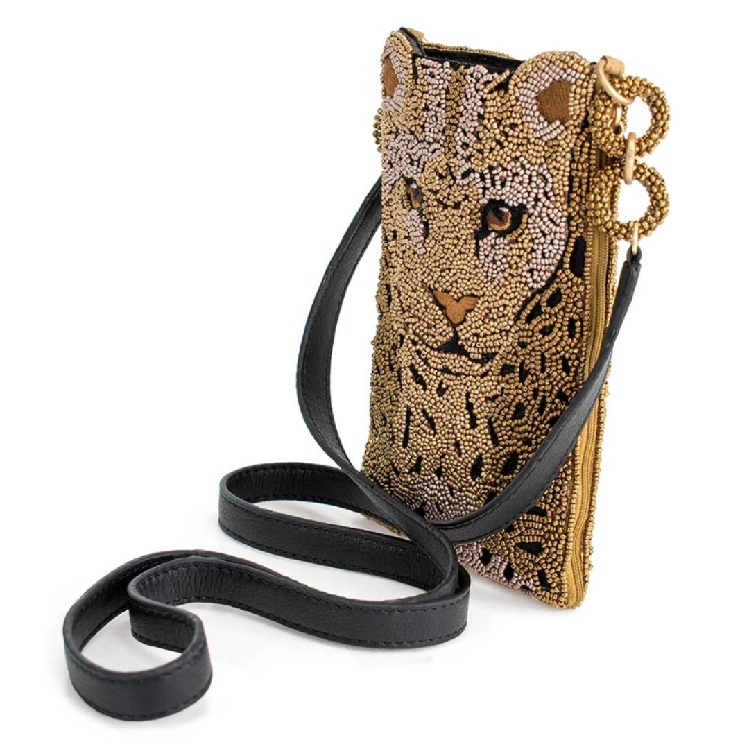 Beaded Leopard Crossbody Bag