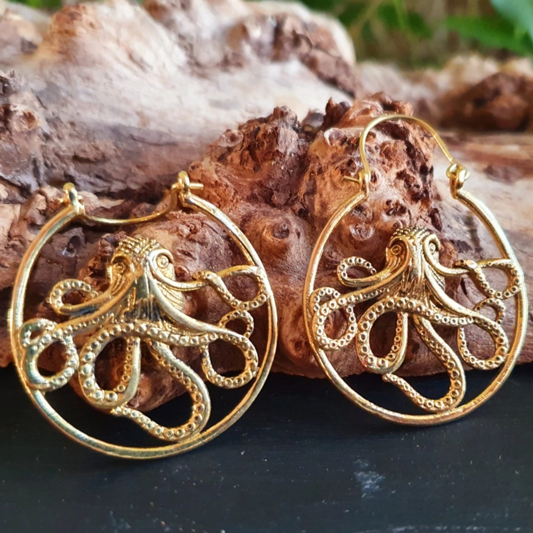 Gold Octopus Earrings