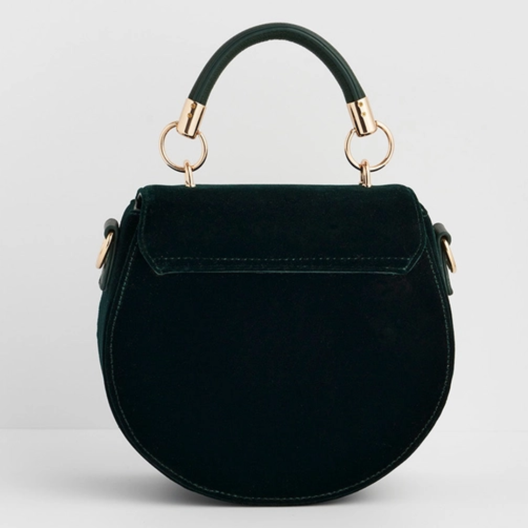 Badger Embroidered Green Top Handle Saddle Bag