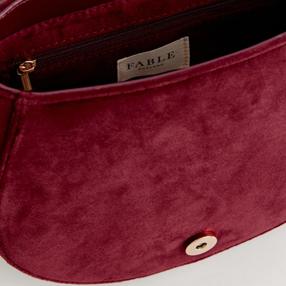 Fox &amp; Mushroom Embroidered Velvet Saddle Purse