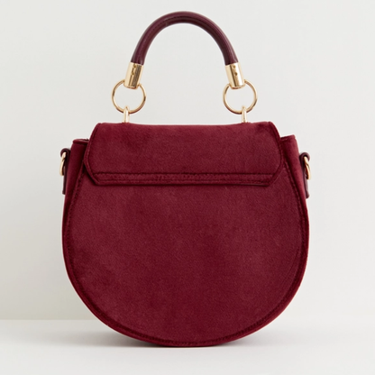 Fox &amp; Mushroom Embroidered Velvet Saddle Purse