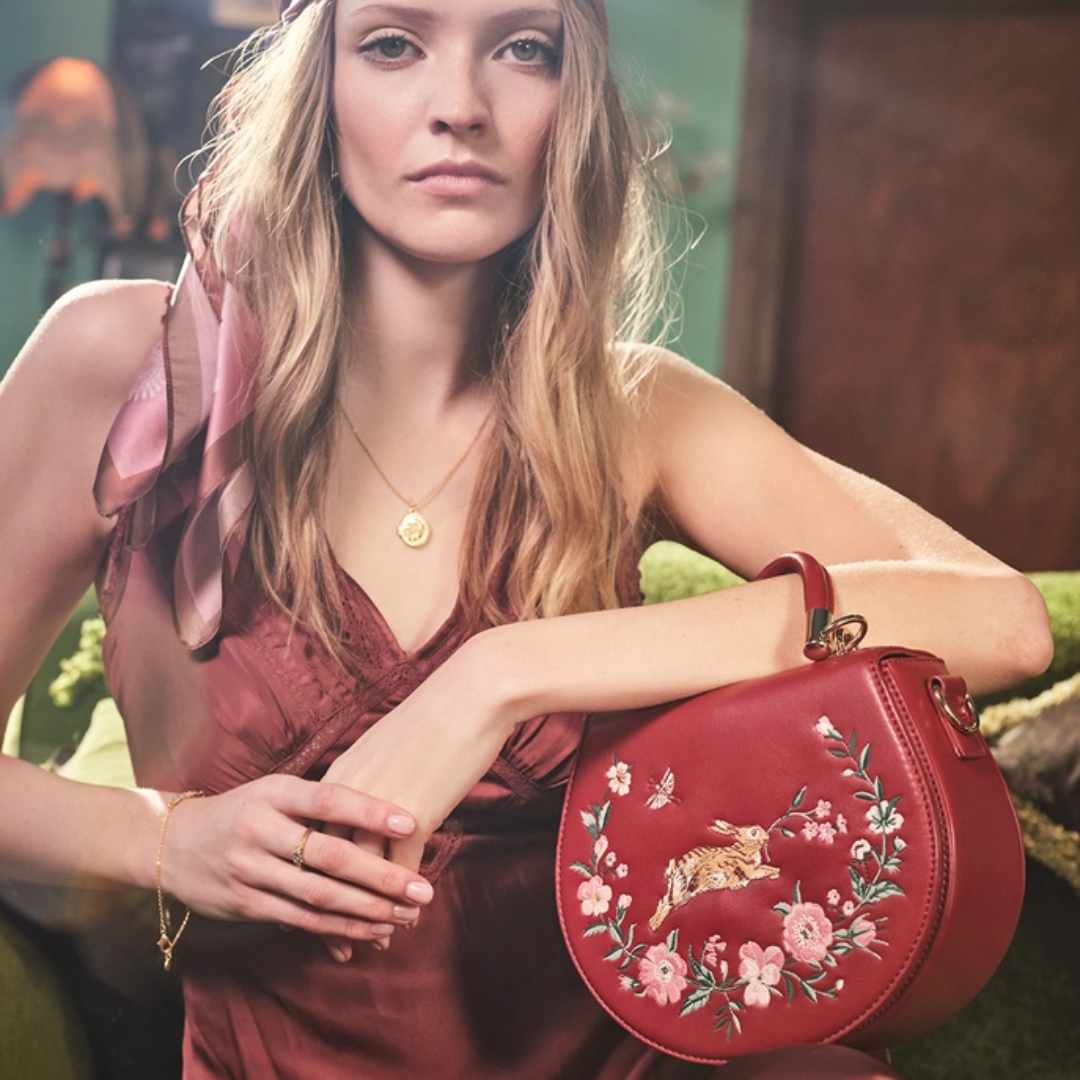 Running Bunny Burgundy Saddle Purse