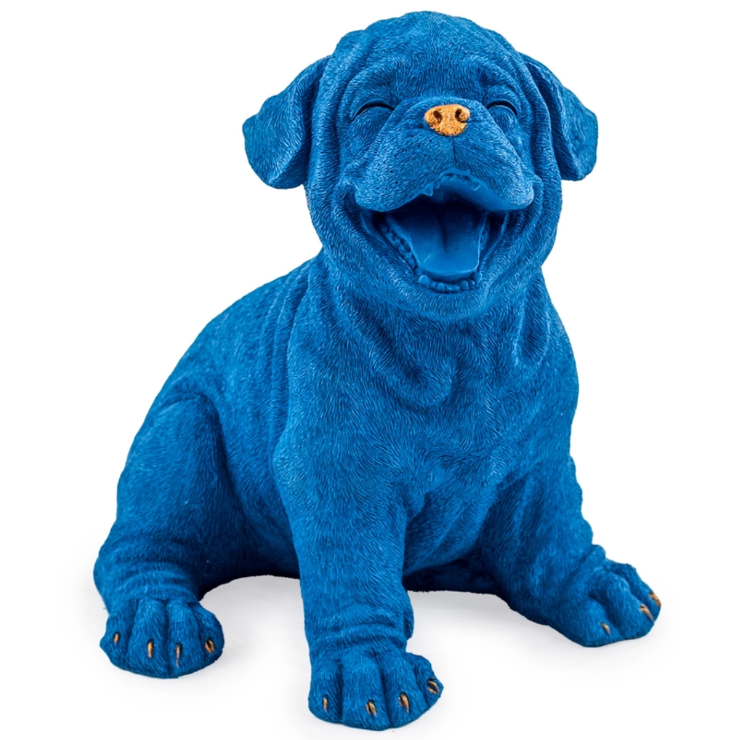 Blue Laughing Puppy Ornament