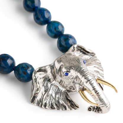 Elephant Head and Lapis Statement Necklace