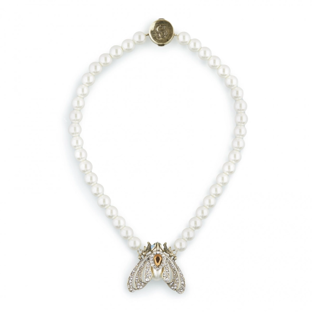 Pearl Moth Statement Necklace