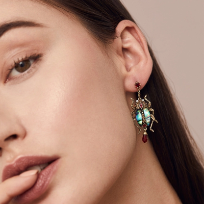 Bejewelled Beetle Statement Drop Earrings