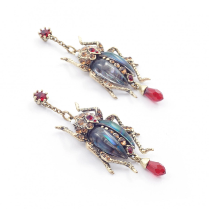 Bejewelled Beetle Statement Drop Earrings