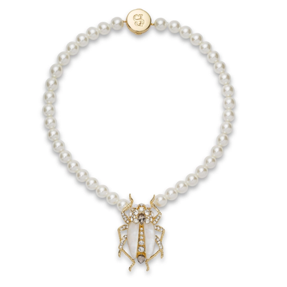 Bejewelled Beetle Pearl Necklace